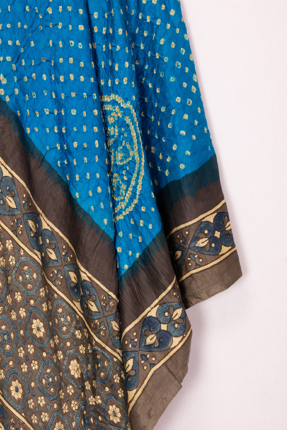 Blue Ajrakh Printed Bandhani Gajji Silk Dupatta 10073121