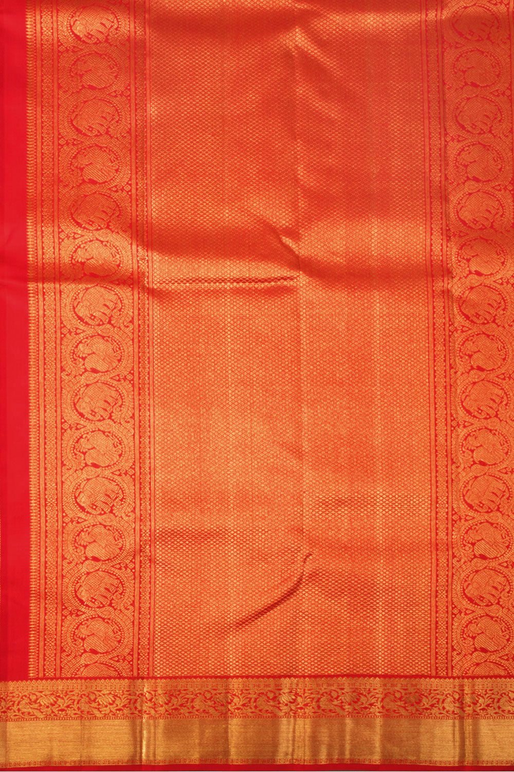 Imperial Red Korvai Bridal Kanjivaram Pure Zari Silk Saree 10073964