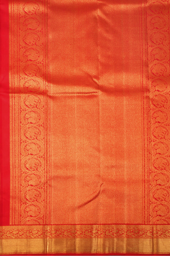 Imperial Red Korvai Bridal Kanjivaram Pure Zari Silk Saree 10073964