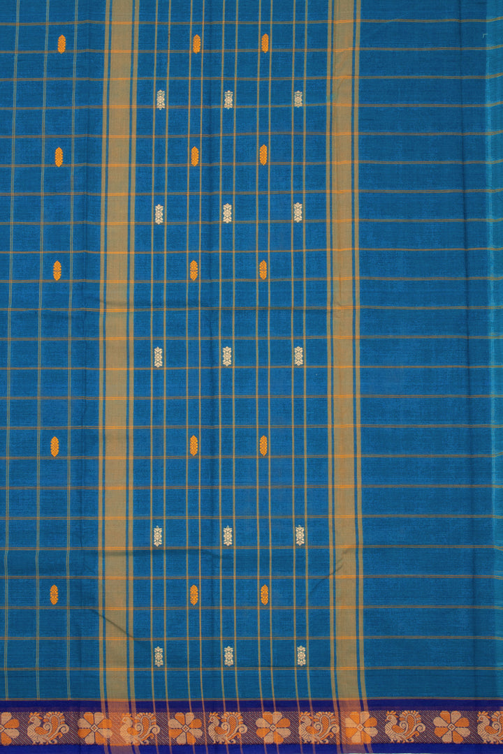 Blue Handloom Chettinad Cotton Saree 10072623