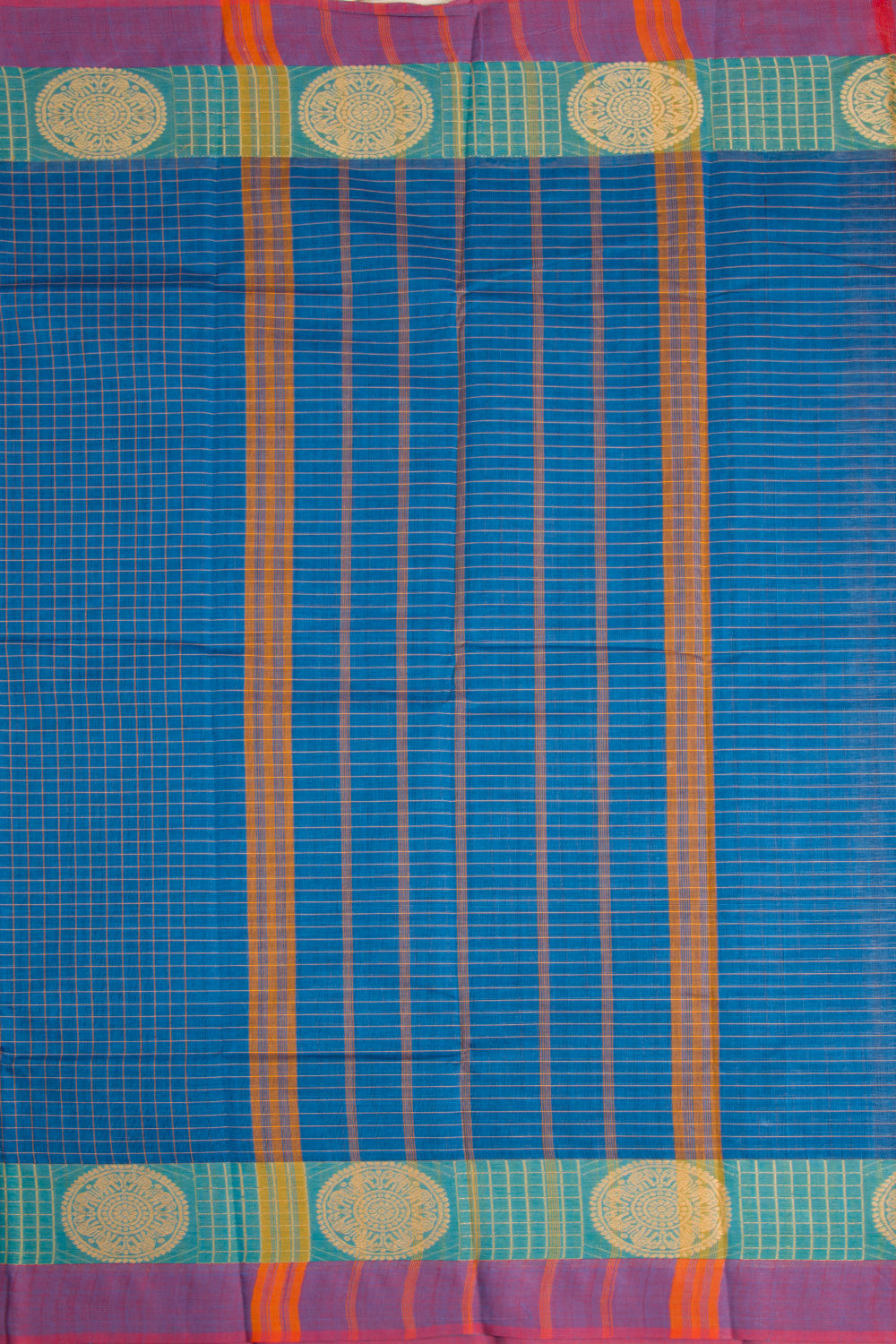 Blue Handloom Chettinad Cotton Saree 10072669