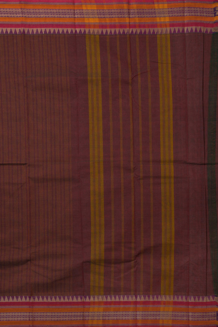 Brown Handloom Chettinad Cotton Saree 10072685