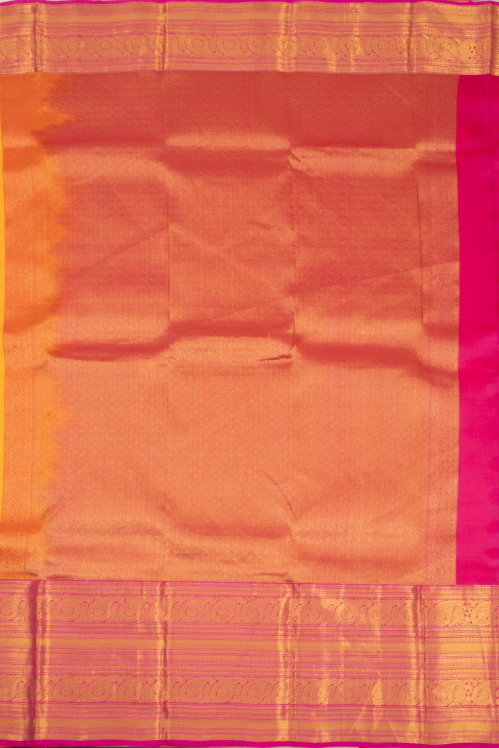 Orange Handloom Kanjivaram Blended Silk Saree 10072883