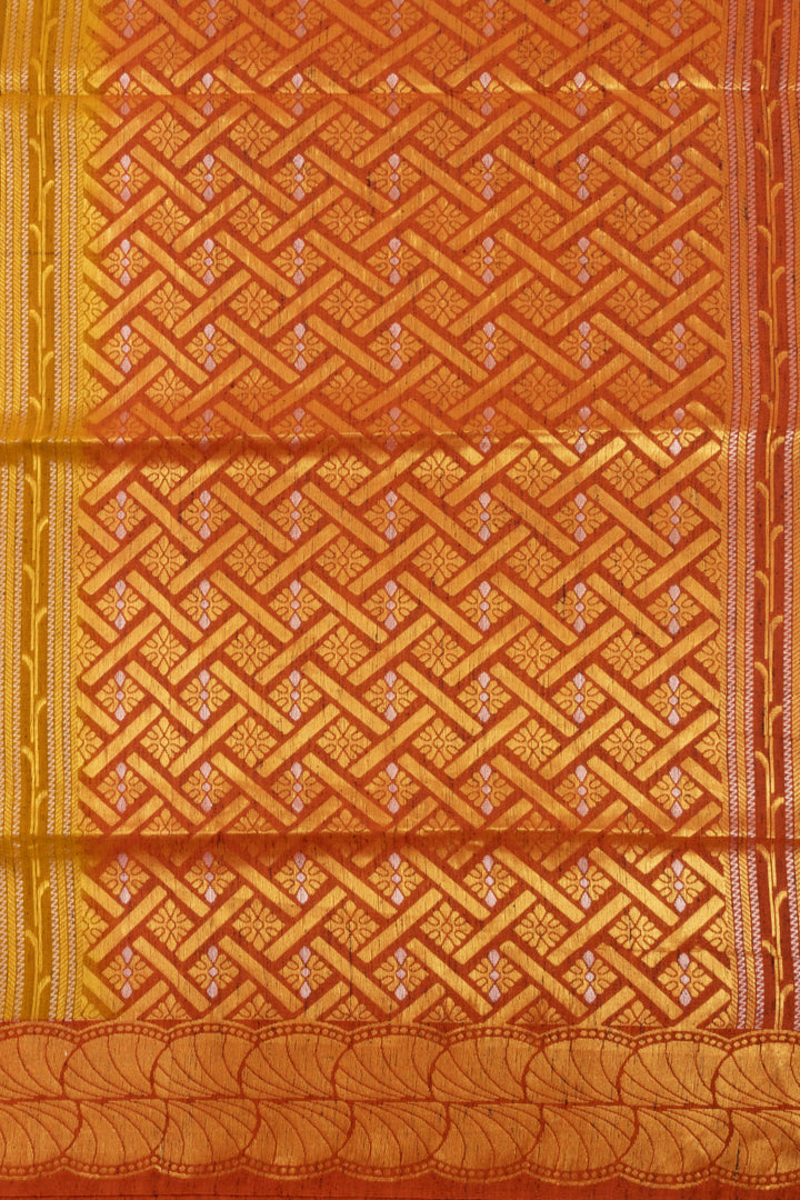 Mustard Yellow Jute Weave Kanjivaram Silk Saree 10073842