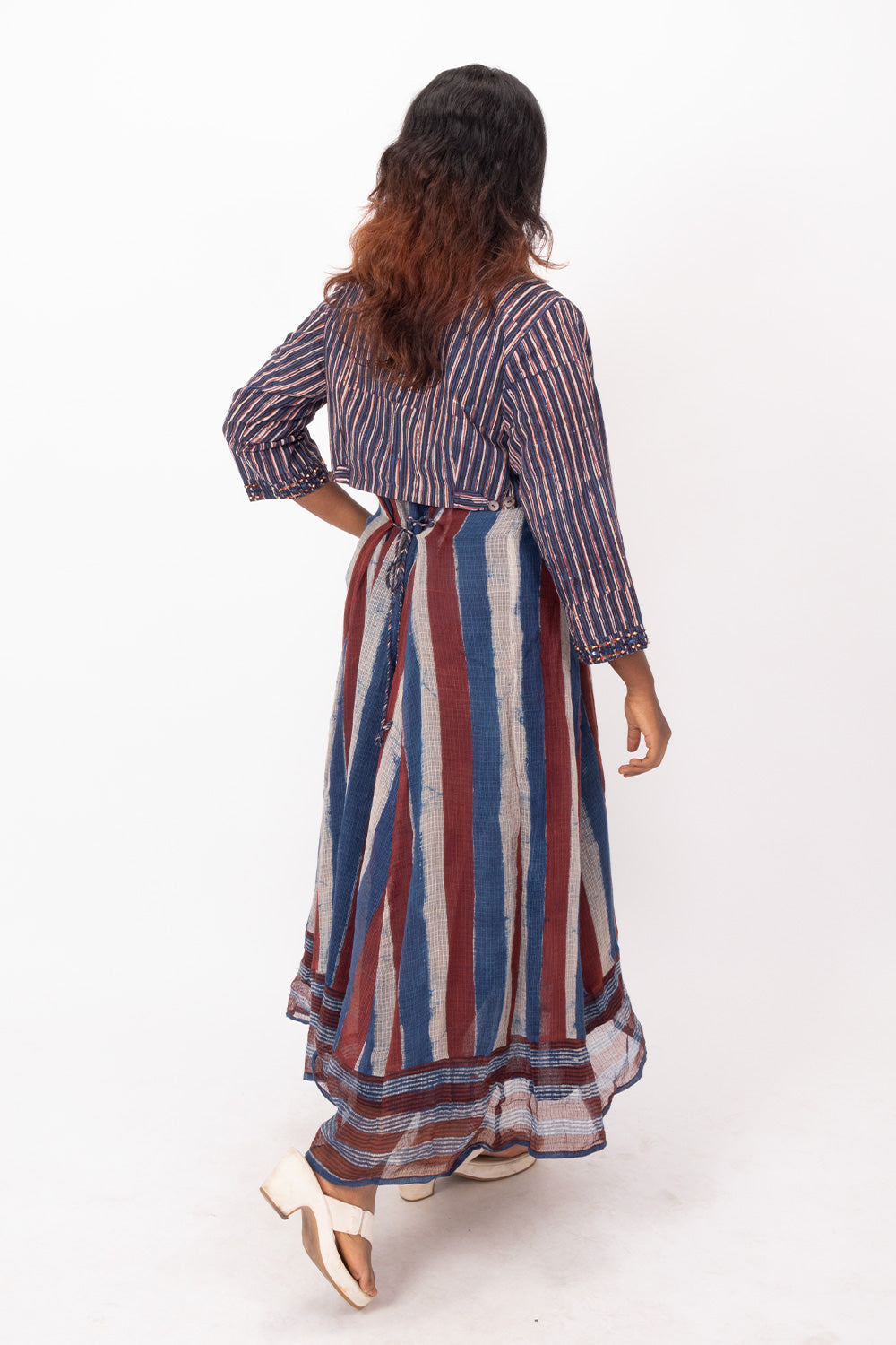 Blue Handcrafted Cotton Dress 10071229