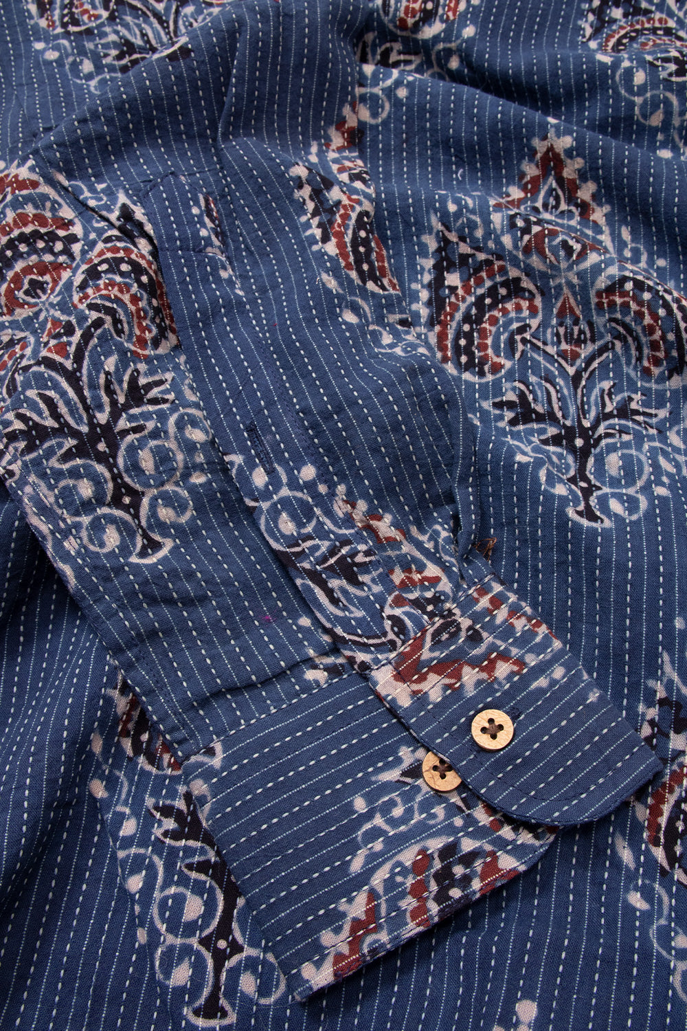 Blue Full Sleeve Ajrakh Printed Cotton Mens Shirt 10073163