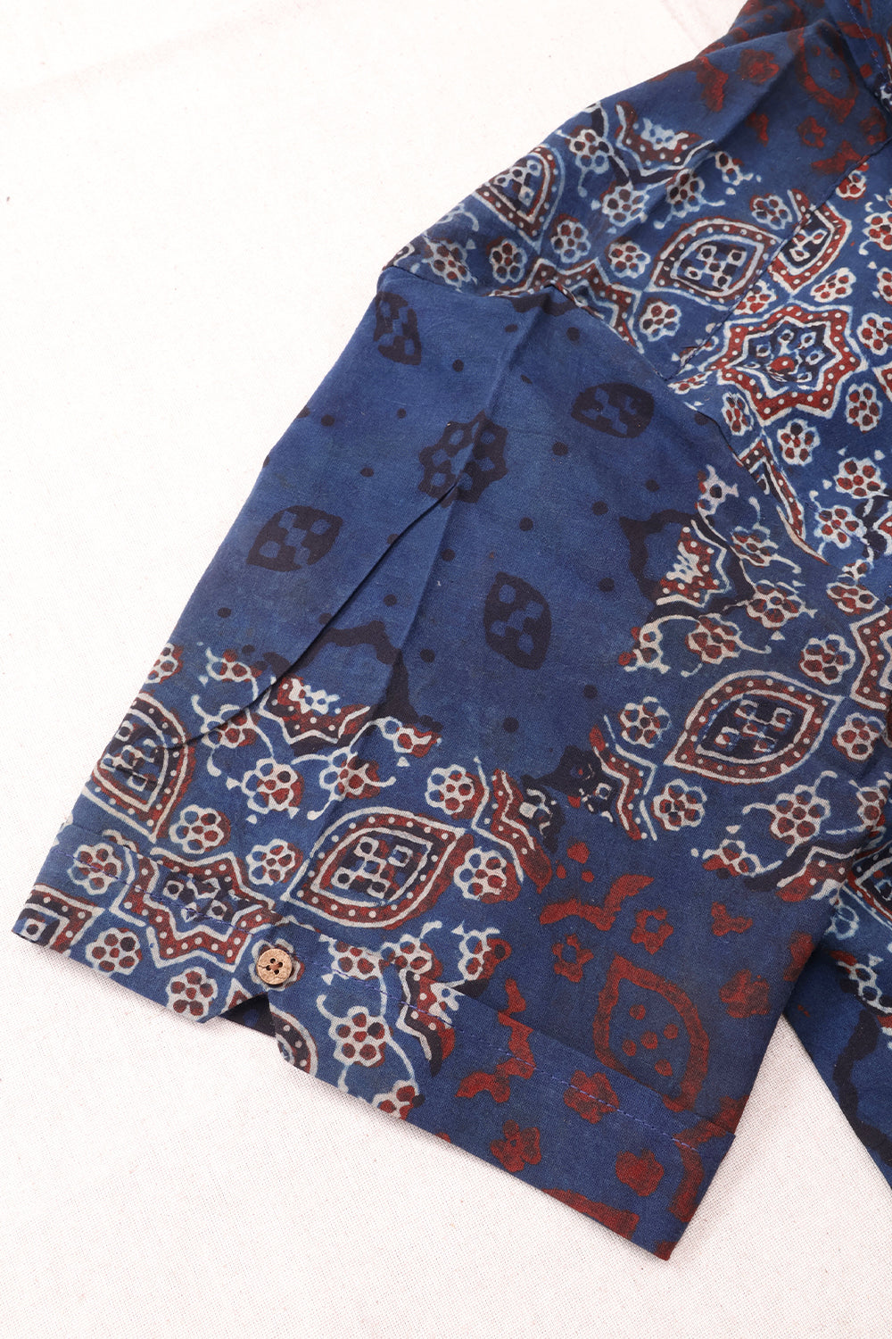 Blue Half Sleeve Ajrakh Printed Cotton Mens Shirt 10073048