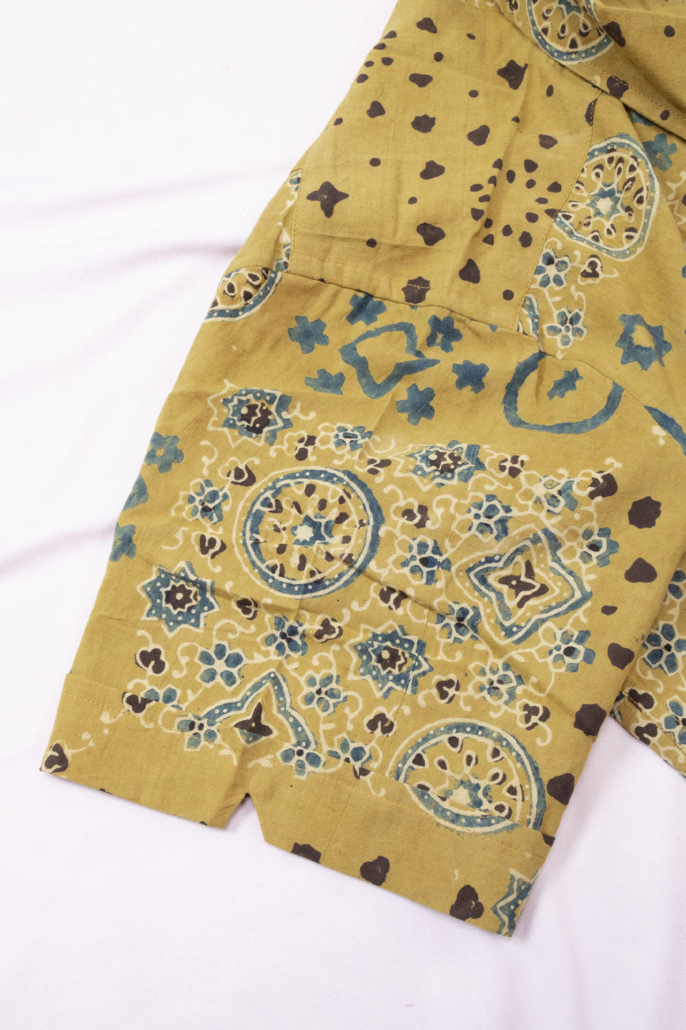 Yellow Half Sleeve Ajrakh Printed Cotton Mens Shirt 10073057