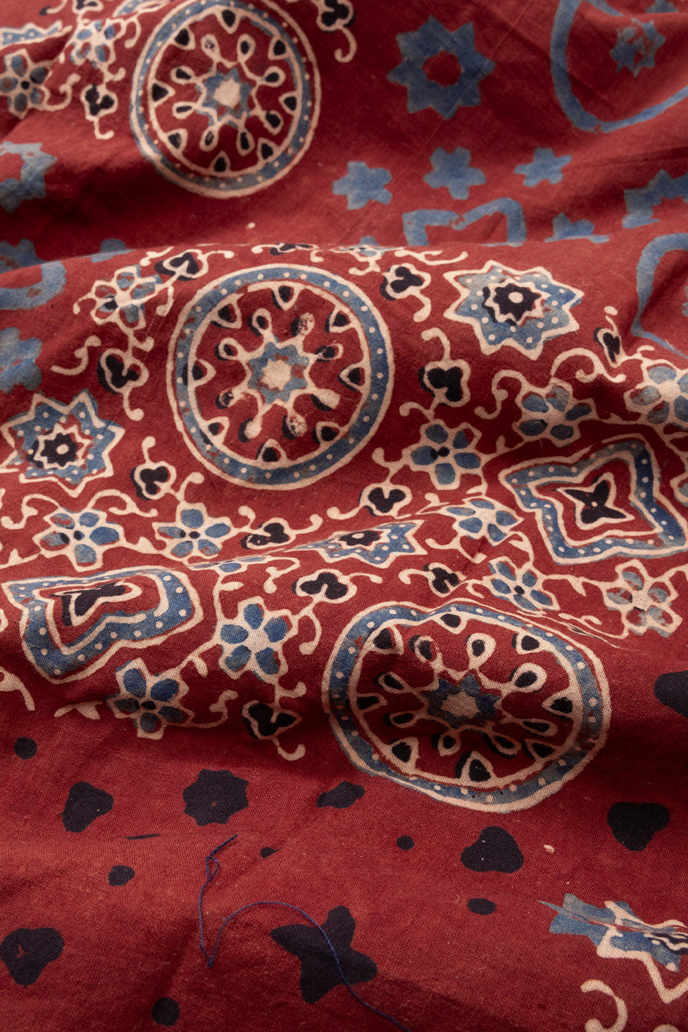 Red Half Sleeve Ajrakh Printed Cotton Mens Shirt 10073060