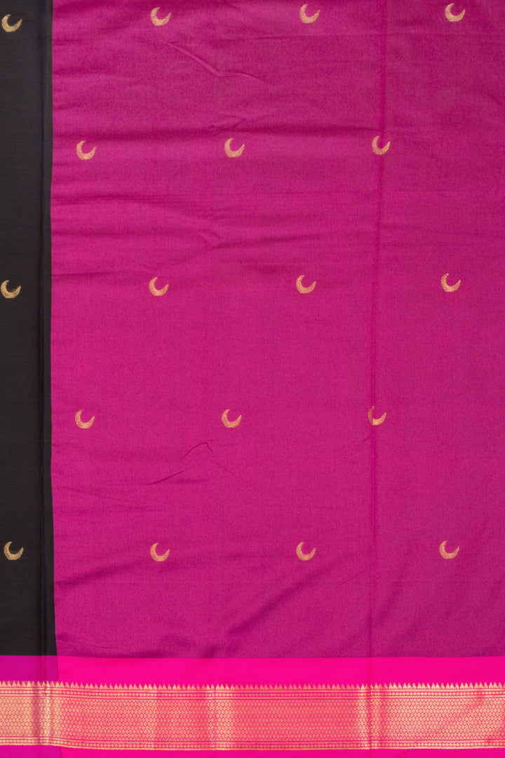 Black Handloom Chandrakon Paithani Silk Saree 10073626