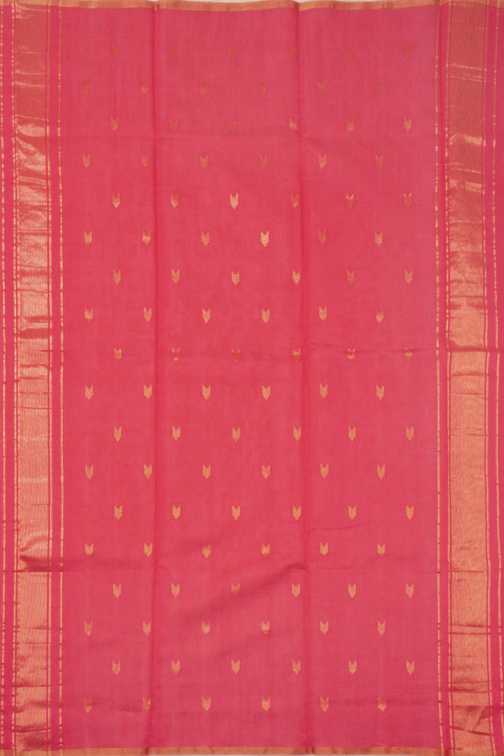 Peach Handloom Maheshwari Silk Cotton Saree 10073130