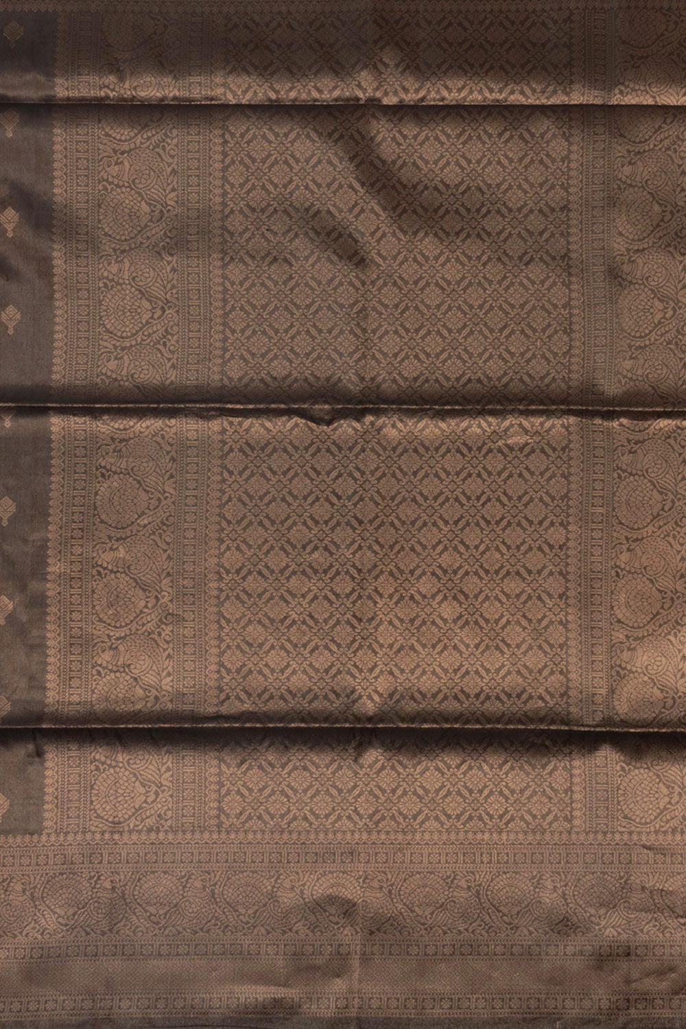 Dark Brown Handloom Kanjivaram Soft Silk Saree 10073915