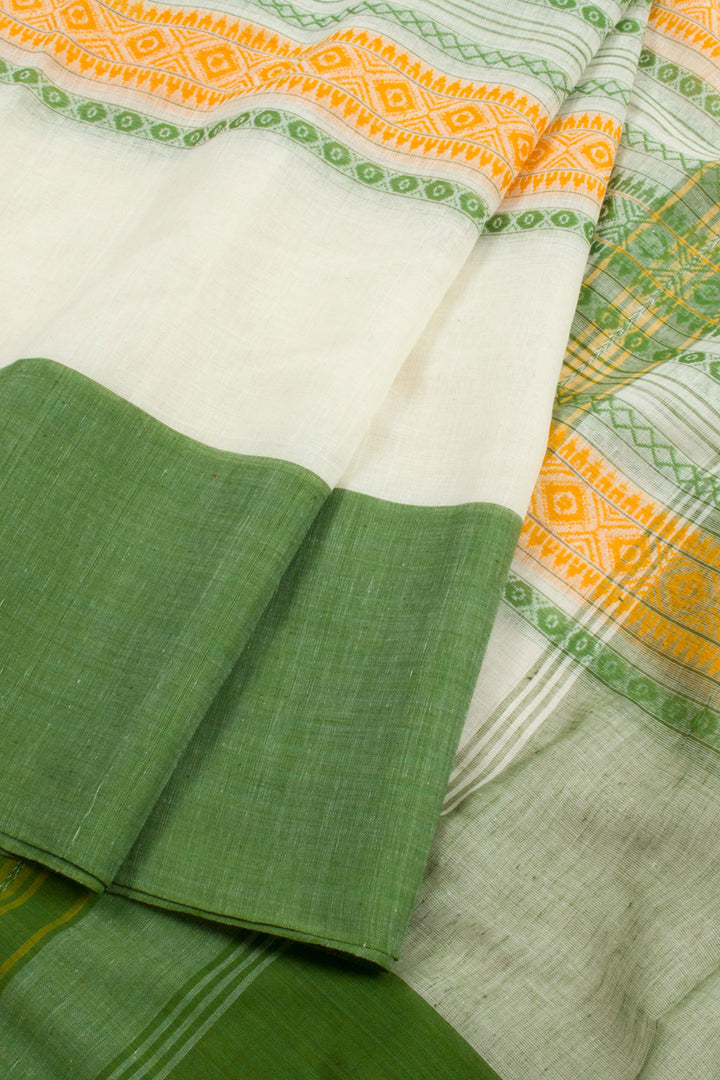 White Handloom Dhaniakhali Cotton Saree 10062572