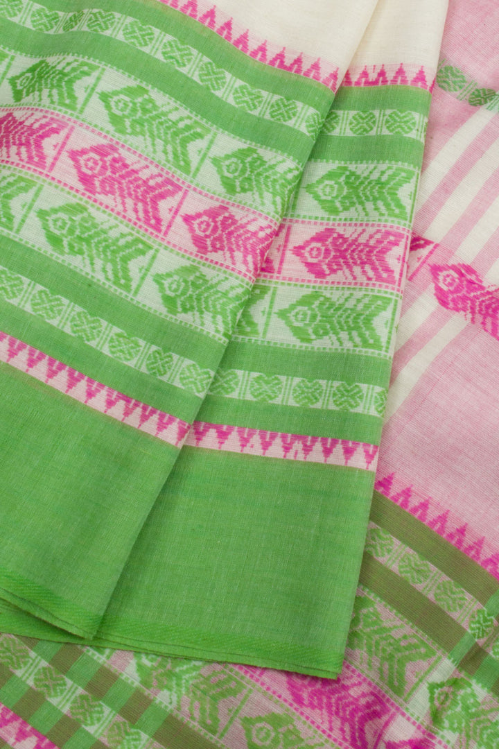 White Handloom Dhaniakhali Cotton Saree 10062594