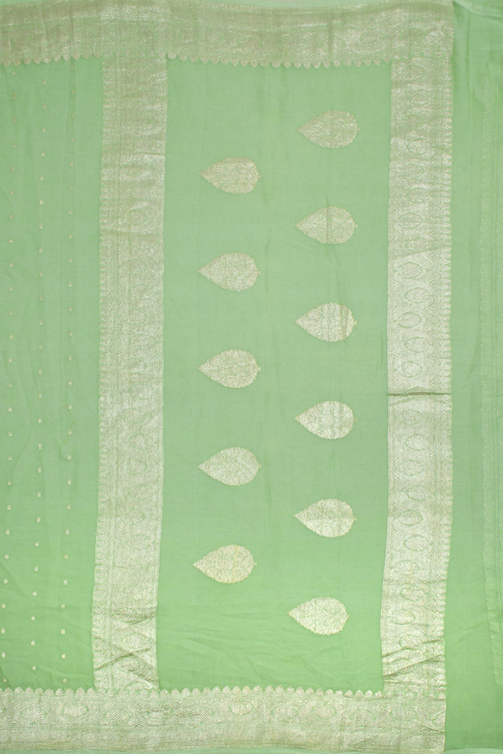 Pista Green Handloom Khaddi Banarasi Chiffon Saree 10062981