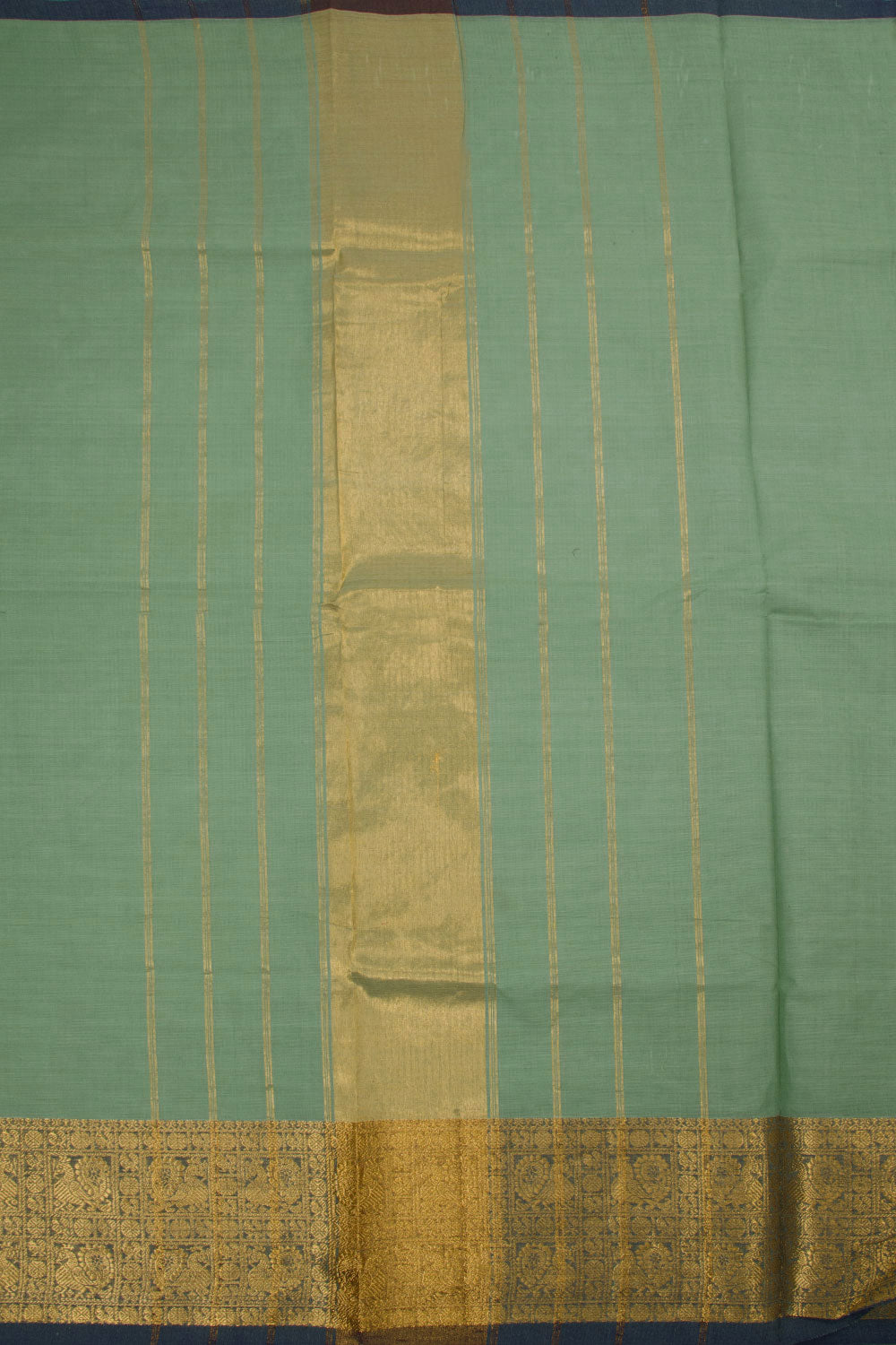 Seige Blue Handwoven Kanchi Cotton Saree | Avishya.com