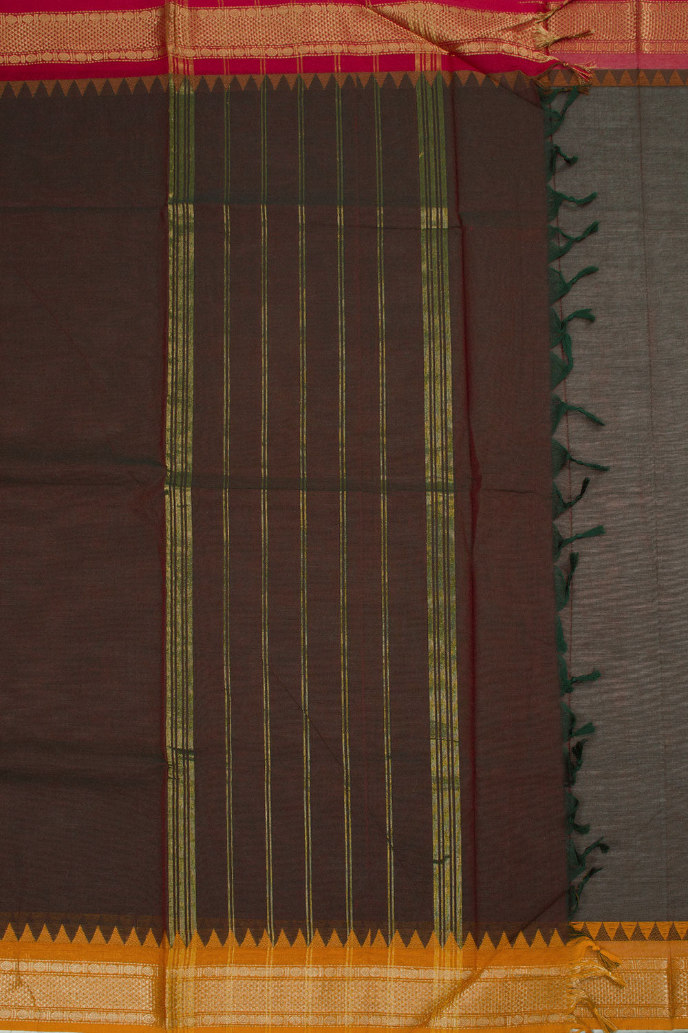 Snuff Brown Handwoven Kanchi Cotton Saree 10063463