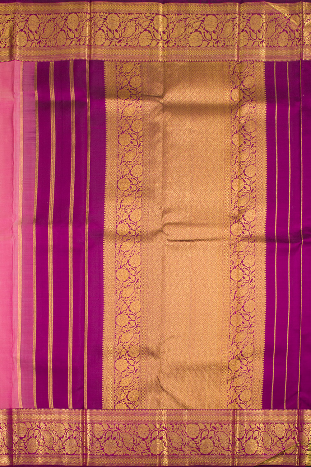 Rosy Pink Pure Zari Kanjivaram Silk Saree 10062338