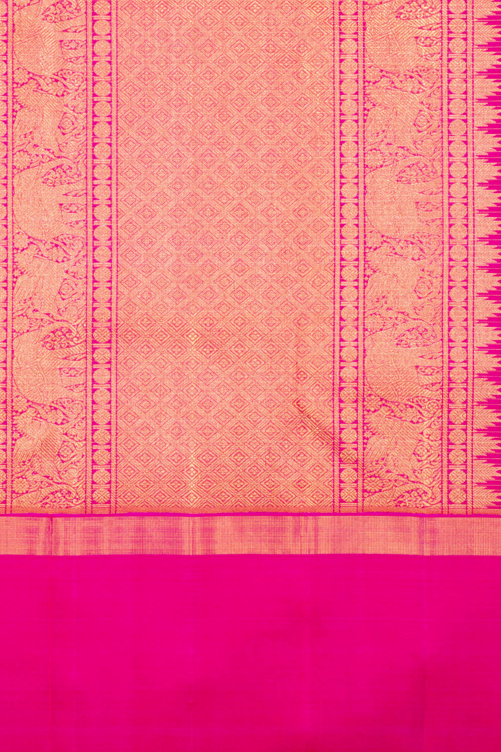 Rani Pink Pure Zari Kanjivaram Silk Saree 10062498