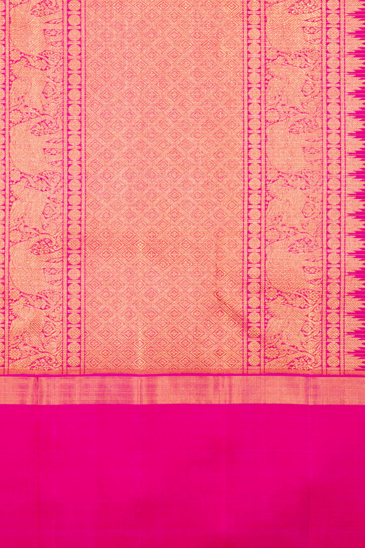 Rani Pink Pure Zari Kanjivaram Silk Saree 10062498