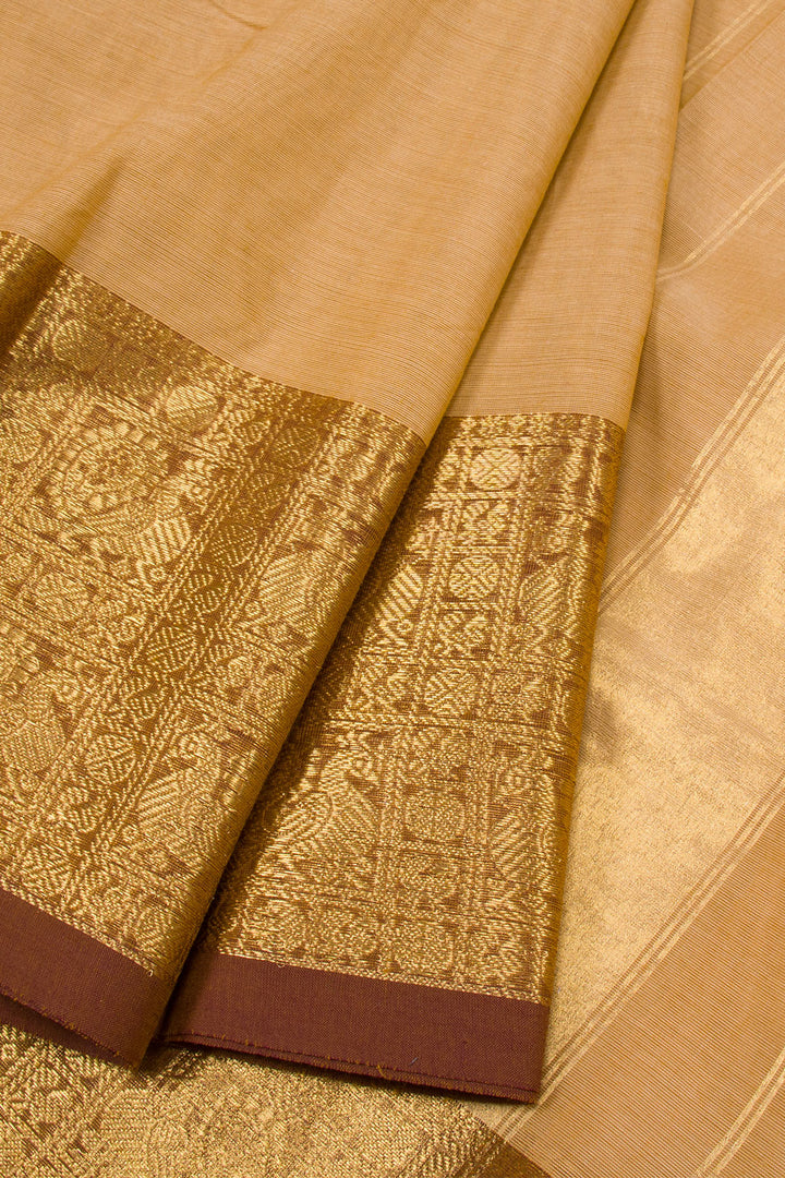 Sand Brown Handwoven Kanchi Cotton Saree 10063451