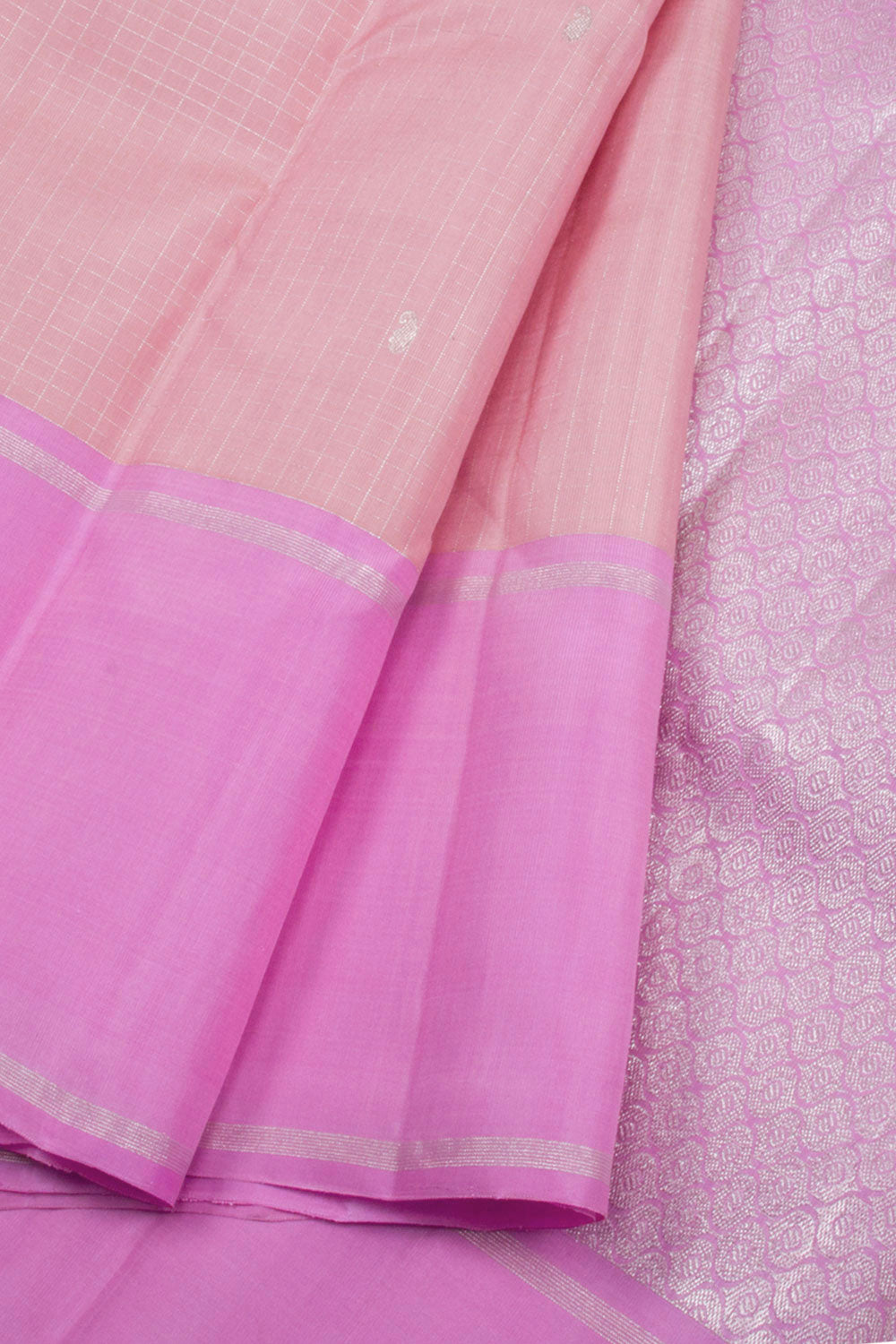 Shell Pink Pure Zari Handloom Kanjivaram Silk Saree 10062489