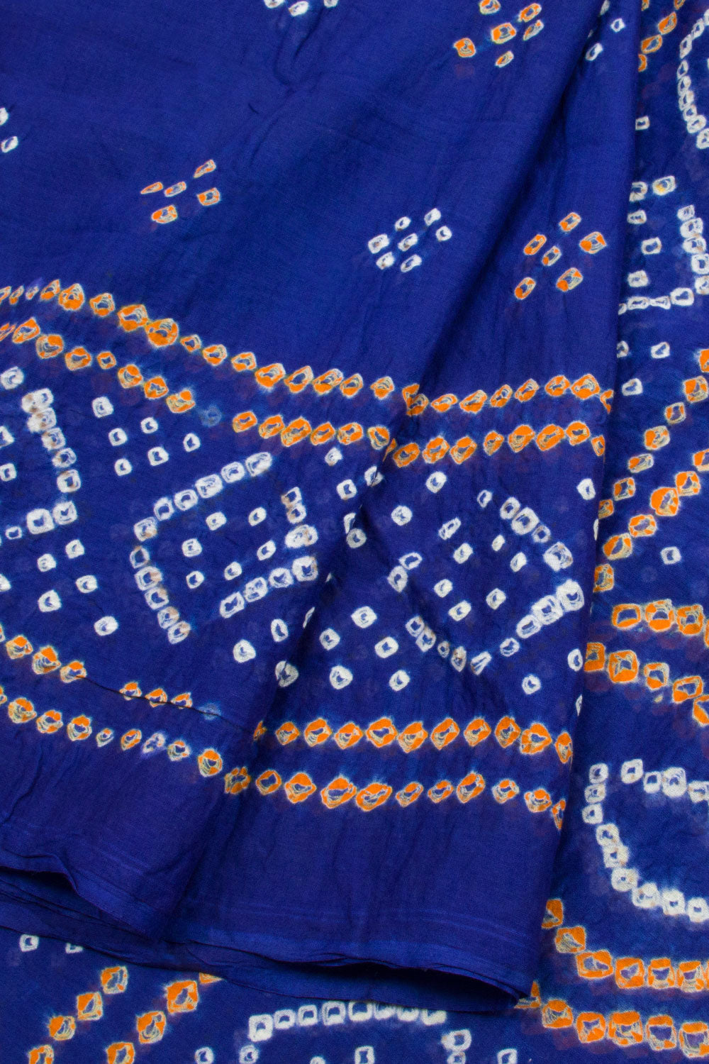 Royal Blue Handcrafted Bandhani Mulmul Cotton Saree 10062531