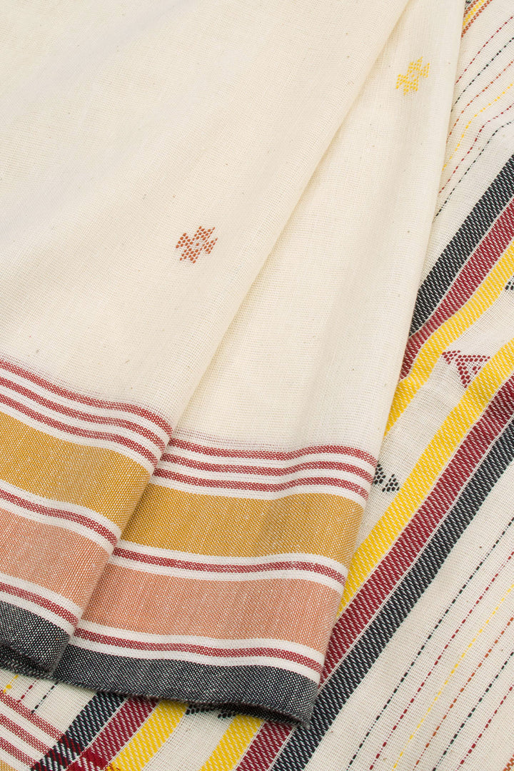 White Handloom Bhujodi Kala Cotton Saree 10062744