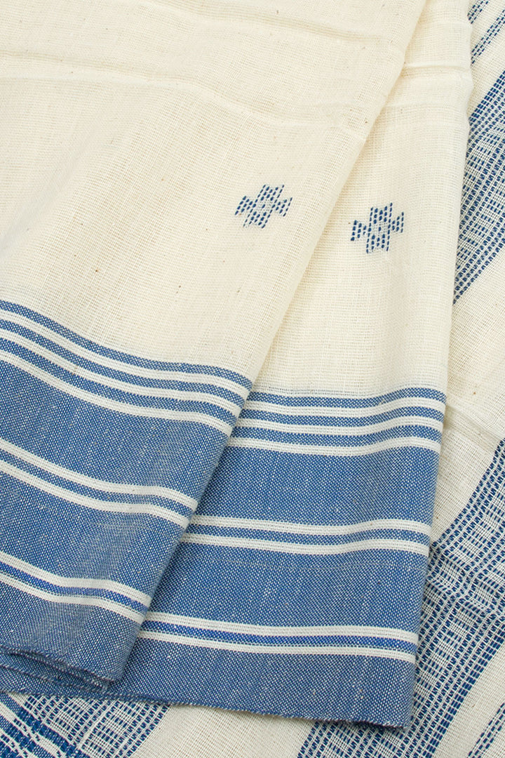 White Handloom Bhujodi Kala Cotton Saree 10062746