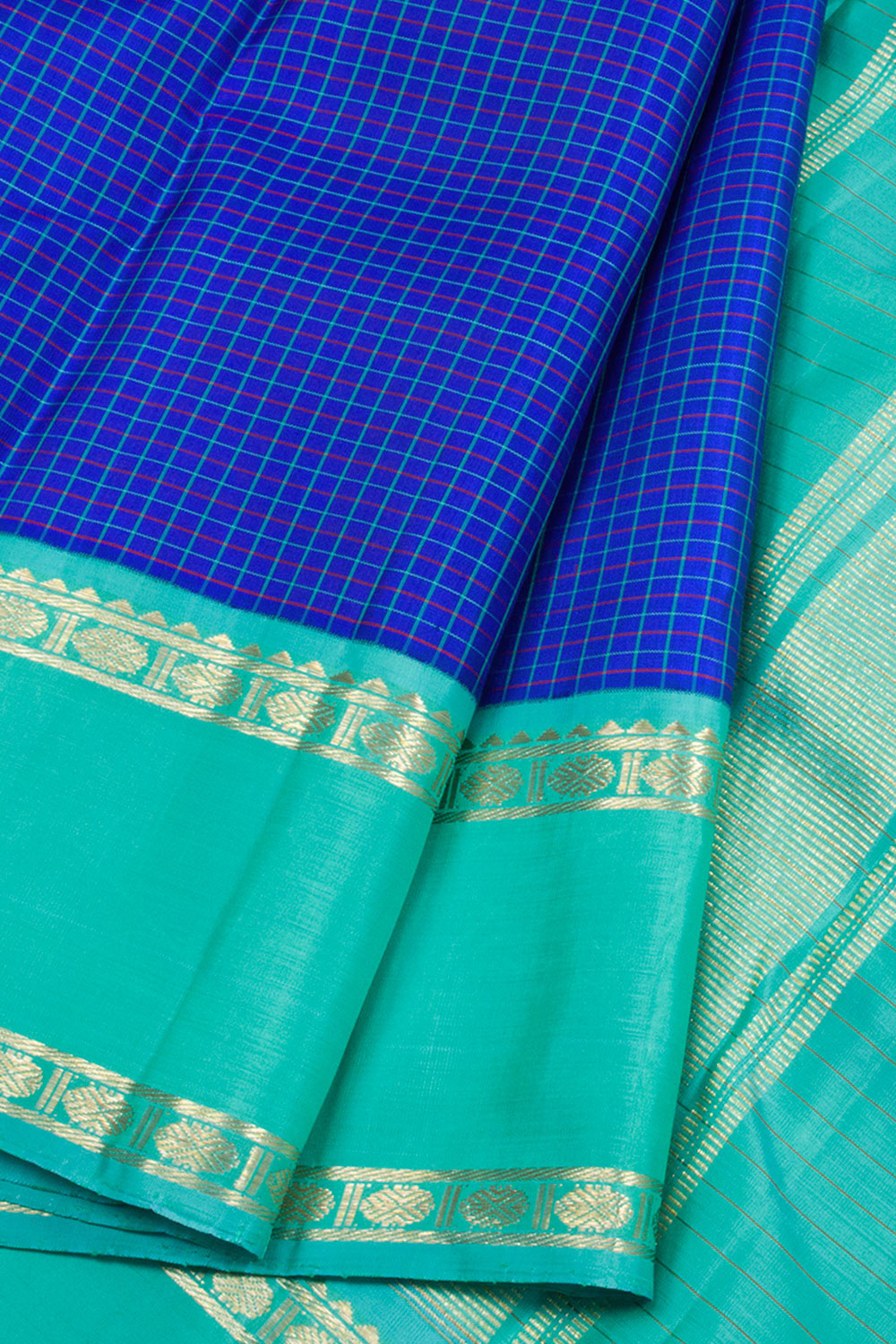 Sapphire Blue Pure Zari Korvai Kanjivaram Silk Saree 10062783