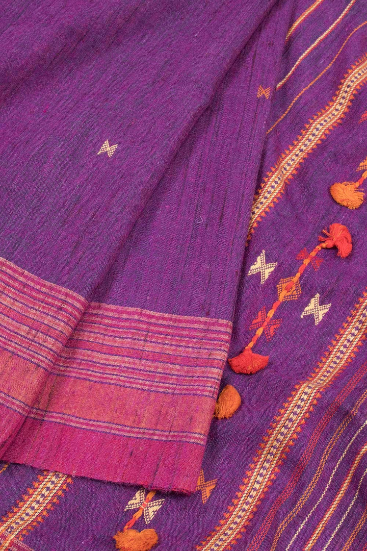 Warm Purple Handloom Bhujodi Kala Cotton Saree 10062882