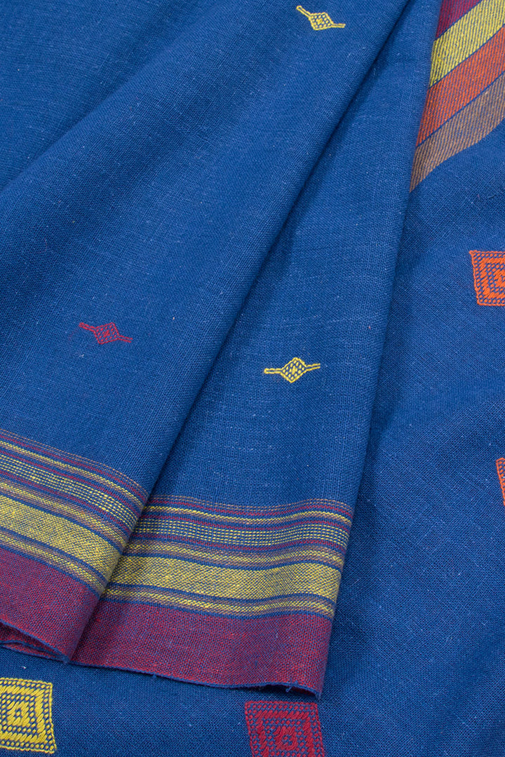 Yale Blue Handloom Bhujodi Kala Cotton Saree 10063041