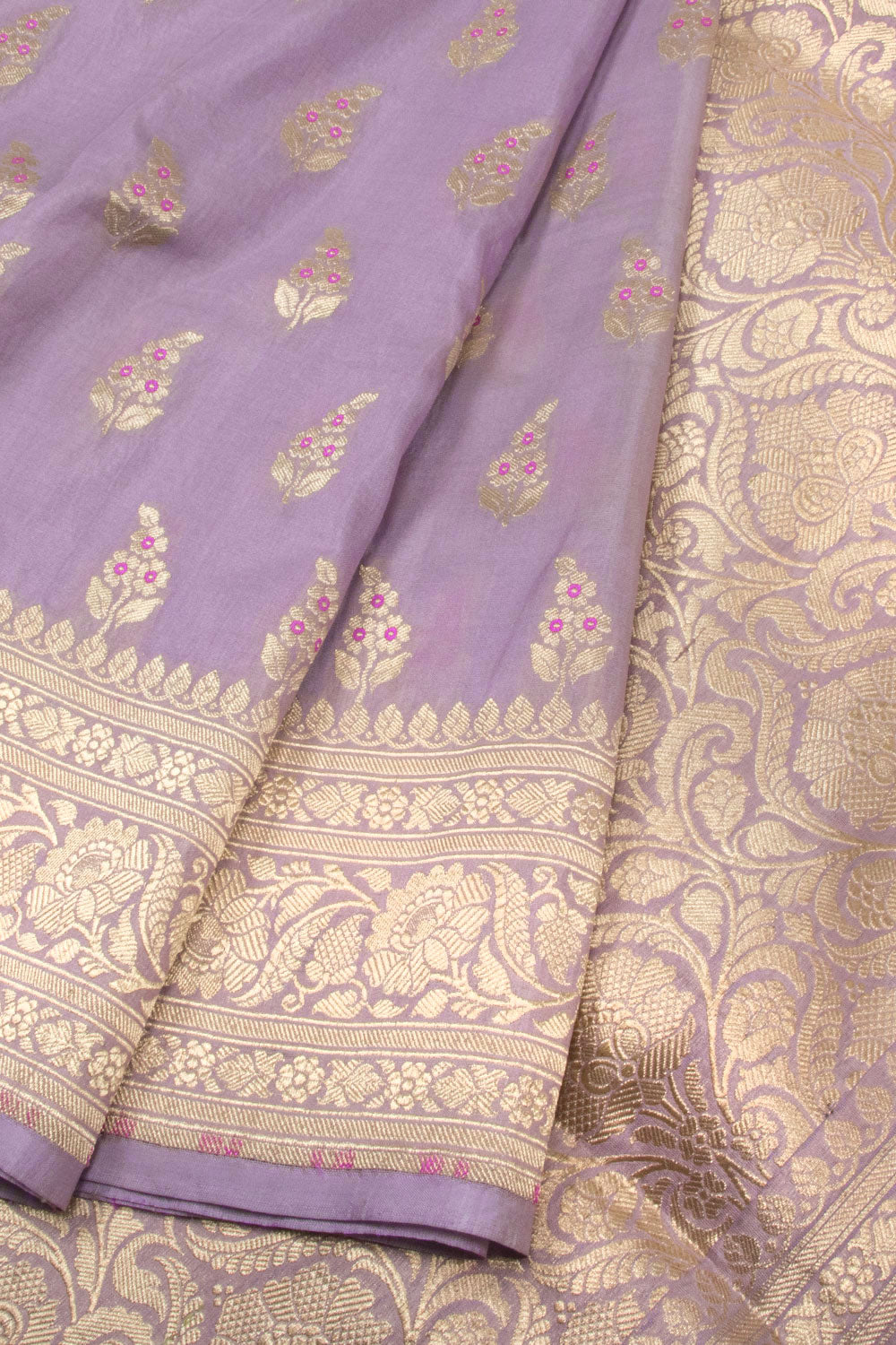 Dusky Lavender Handloom Banarasi Katan Silk Saree 10063205