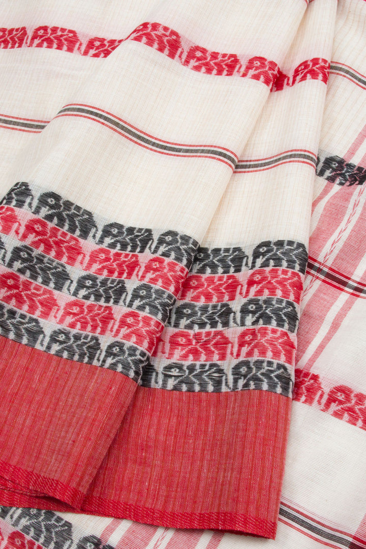 White Handloom Dhaniakhali Cotton Saree 10062562