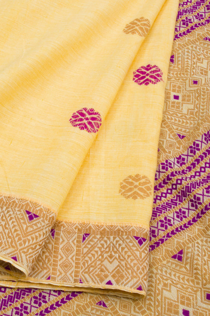 Sunset Yellow Handloom Assam Cotton Saree 10062511