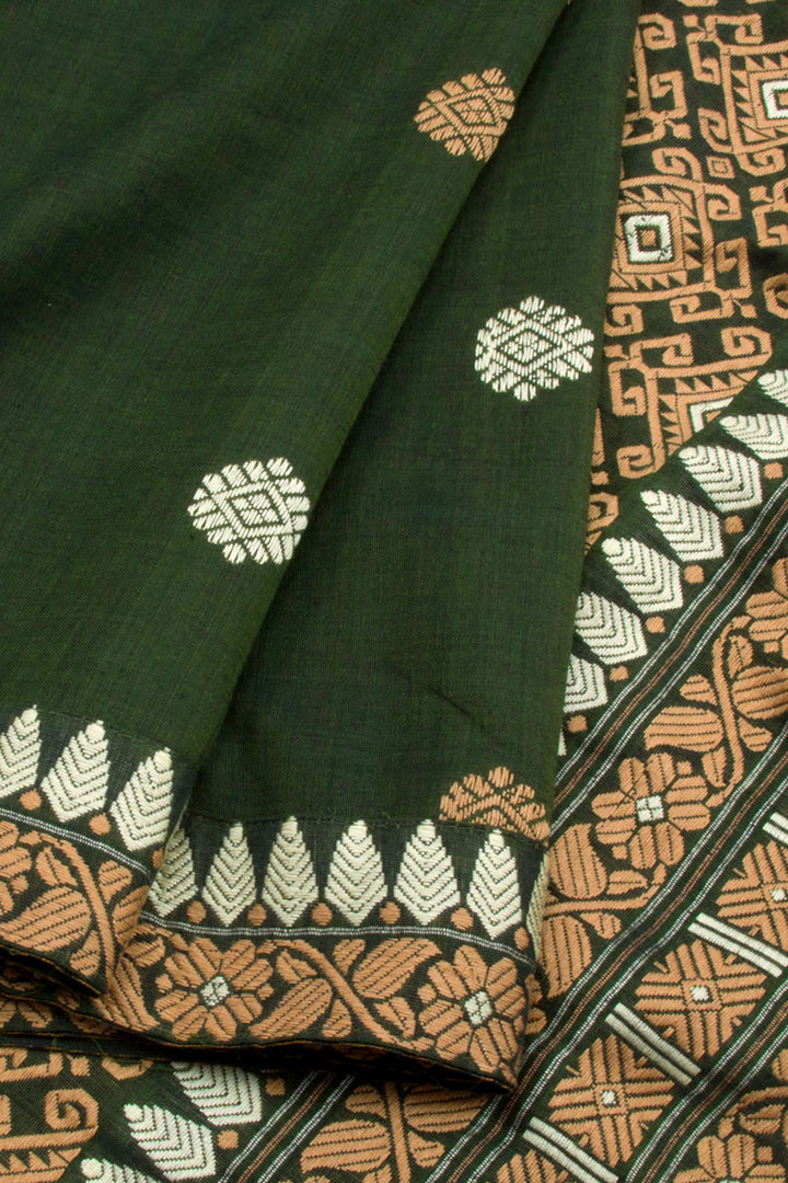 Seaweed Green Handloom Assam Cotton Saree 10062512