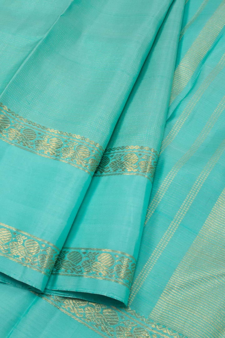 Teal Blue Pure Zari Kanjivaram Silk Saree 10063354