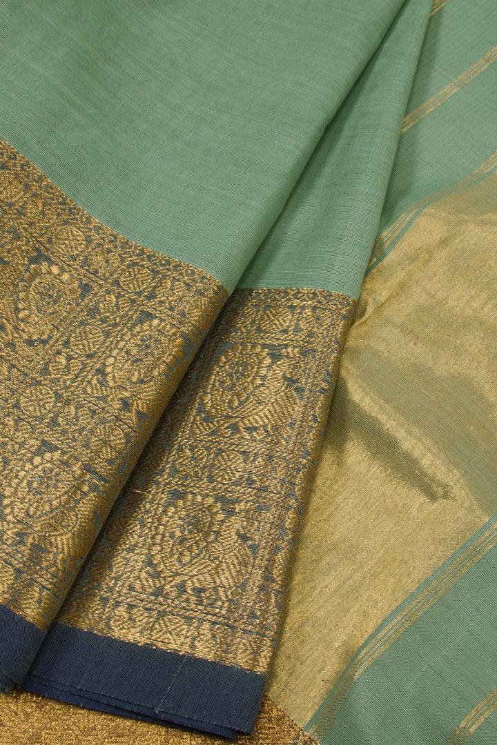 Seige Blue Handwoven Kanchi Cotton Saree 10063457