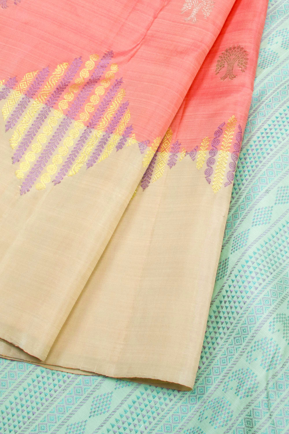 Peach Handloom Kanjivaram Silk Saree 10062460