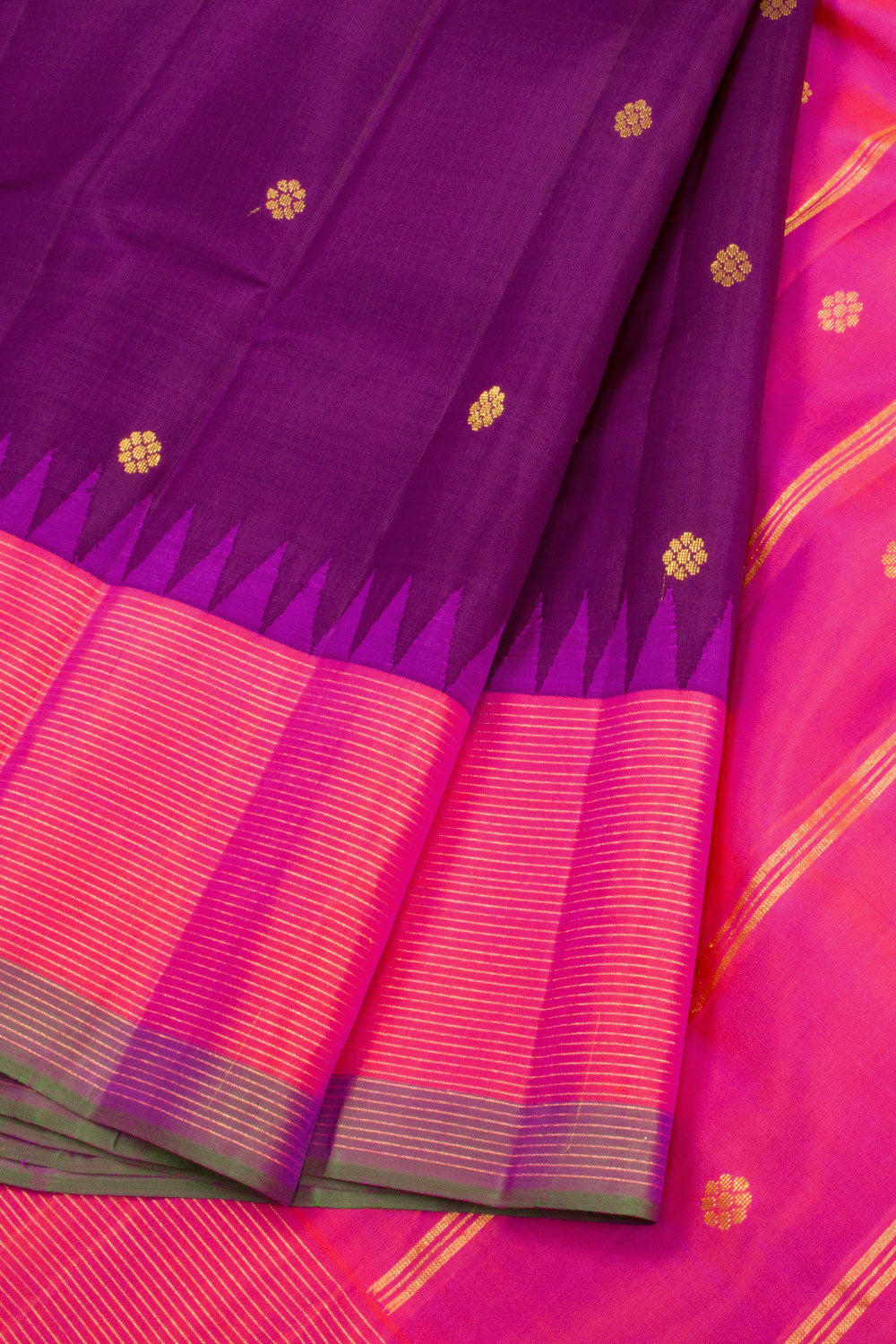 Velvet Purple Pure Zari Korvai Kanjivaram Silk Saree 10062485