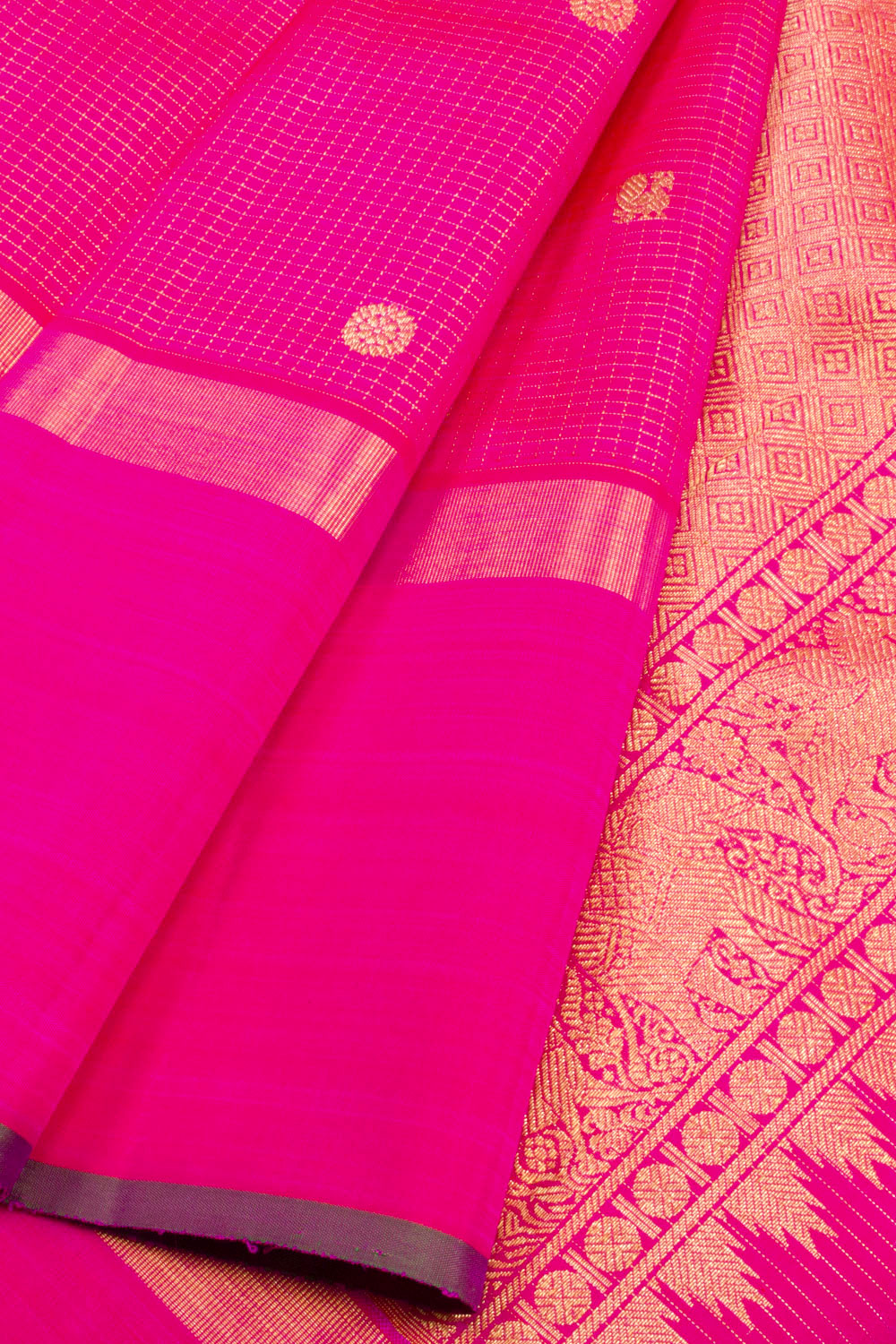 Rani Pink Pure Zari Kanjivaram Silk Saree 10062498