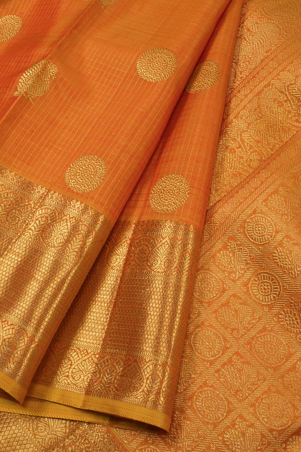 Papaya Orange Pure Zari Kanjivaram Silk Saree 10063378