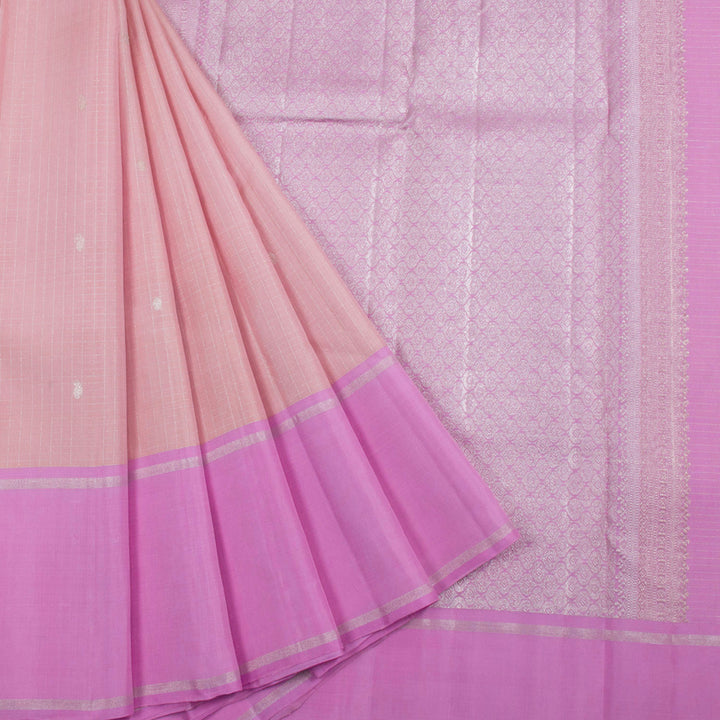 Shell Pink Pure Zari Handloom Kanjivaram Silk Saree 10062489