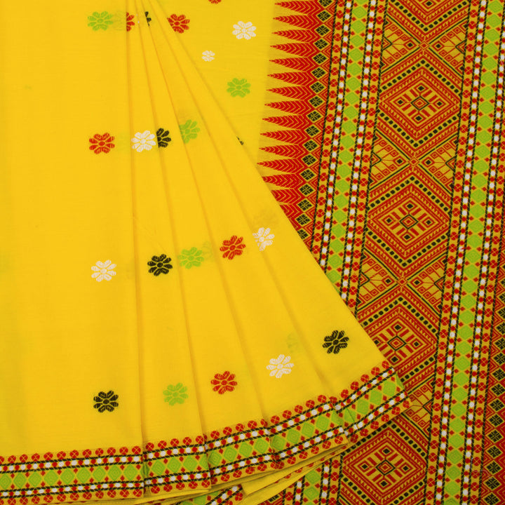 Yellow Handloom Assam Cotton Saree 10062517