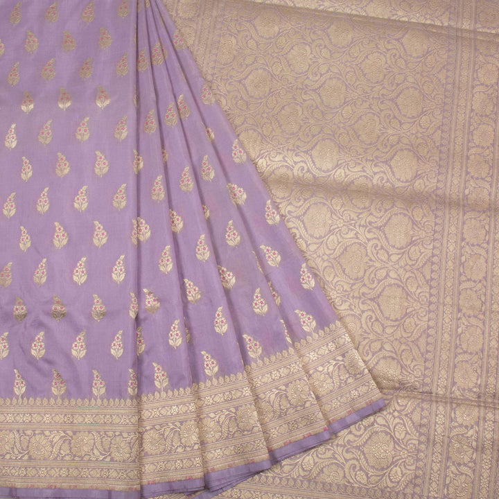 Dusky Lavender Handloom Banarasi Katan Silk Saree 10063205