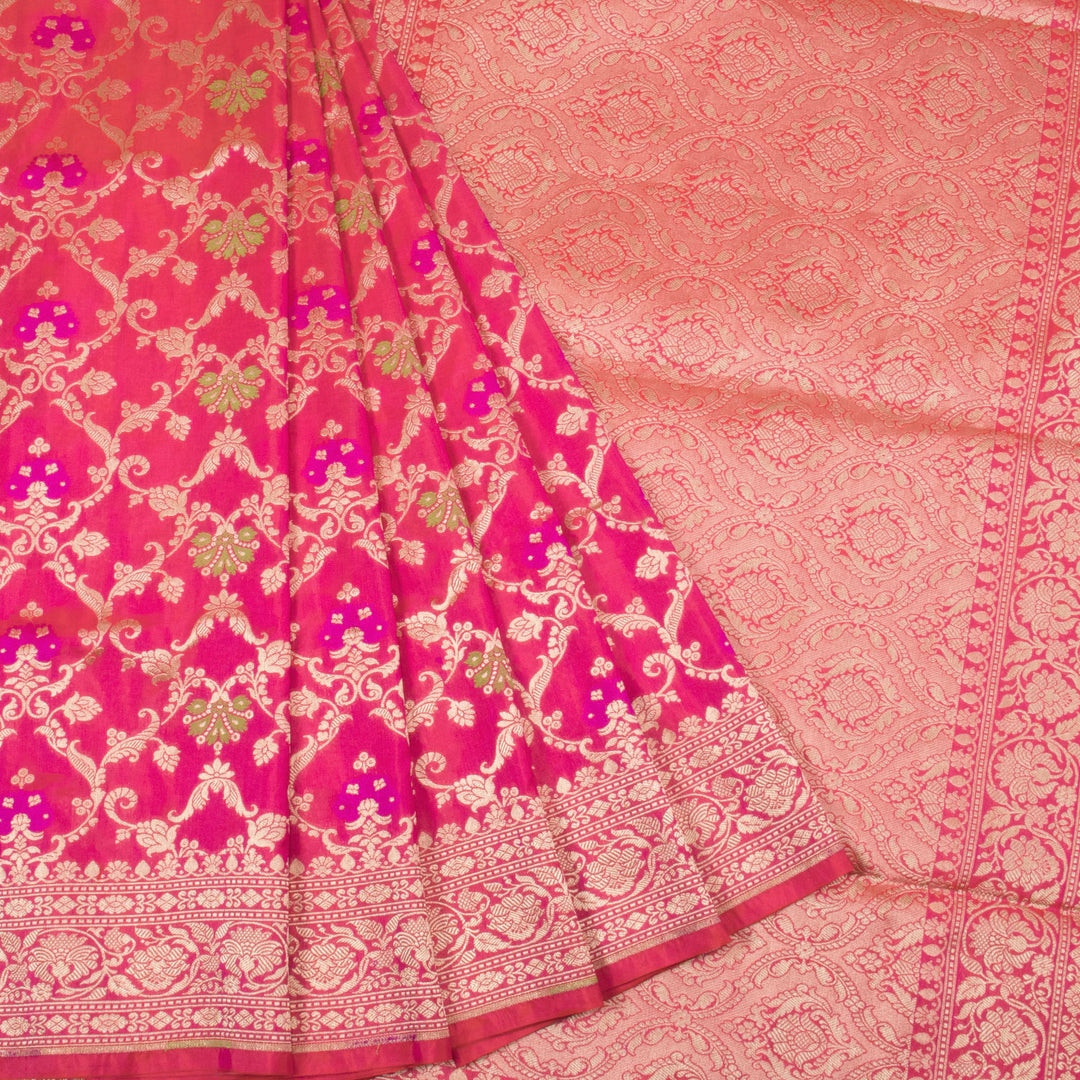 Rani Pink Handloom Banarasi Katan Silk Saree 10063209