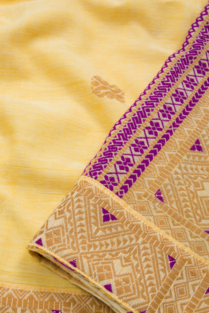 Sunset Yellow Handloom Assam Cotton Saree 10062511