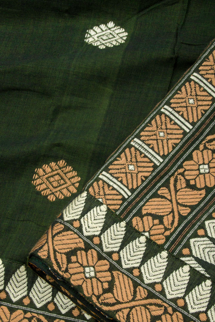 Seaweed Green Handloom Assam Cotton Saree 10062512