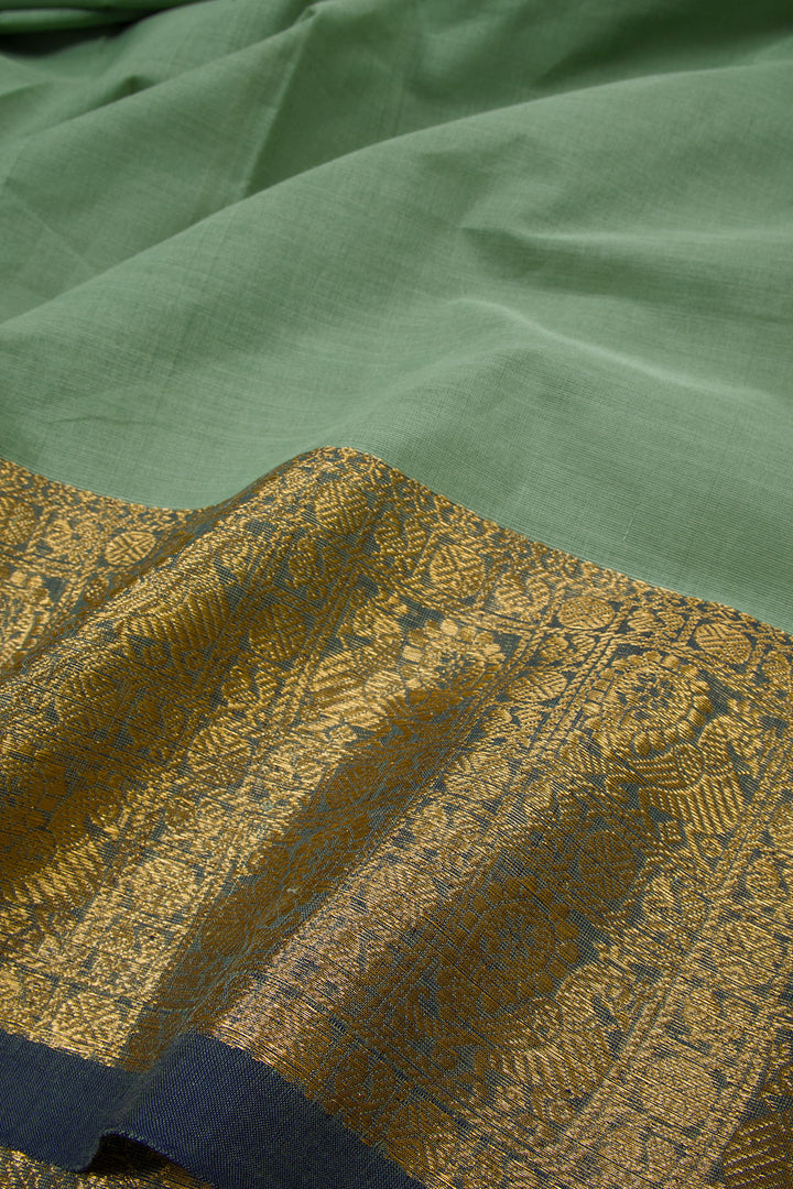 Seige Blue Handwoven Kanchi Cotton Saree 10063457