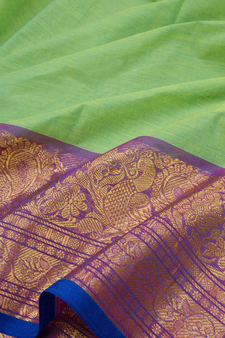 Spring Green Handloom Kanchi Cotton Saree 10063458